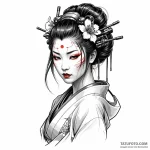 Cyborg geisha — эскиз тату (№1749787236_0, 13.06.2025 04:00) — Tatufoto.com