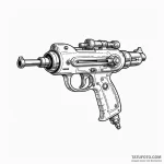 Retro-futuristic ray gun — эскиз тату (№1749787431_0, 13.06.2025 04:03) — Tatufoto.com