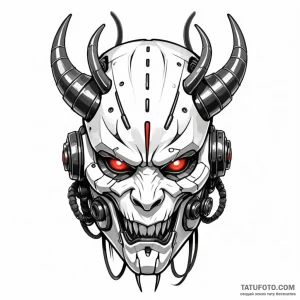Cyberpunk oni mask - эскиз тату (№1749787819_0, 13.06.2025 04:10) — Tatufoto.com