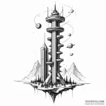A space elevator — эскиз тату (№1749788205_0, 13.06.2025 04:16) — Tatufoto.com