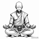 A robot monk in meditation — эскиз тату (№1749788335_0, 13.06.2025 04:18) — Tatufoto.com