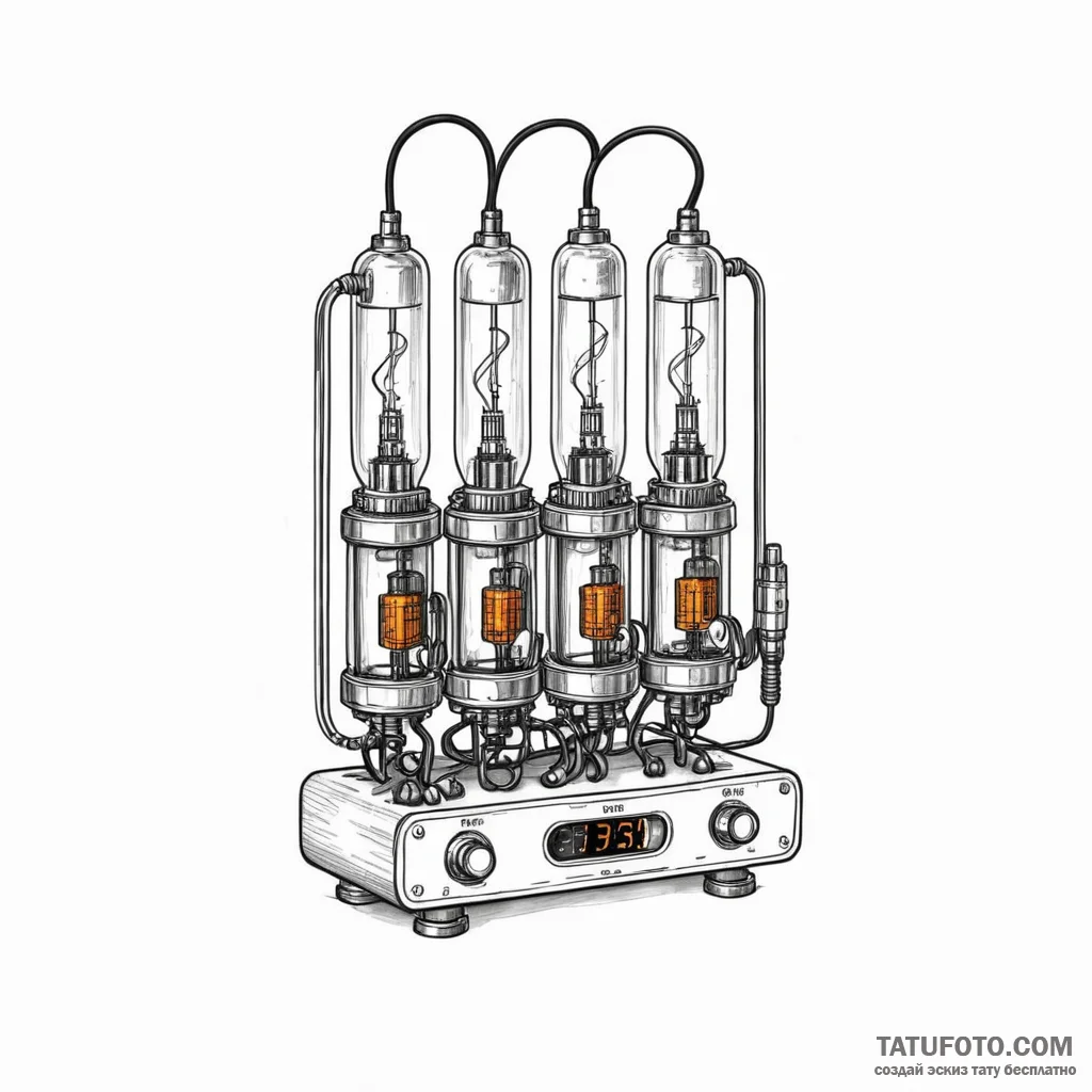 Nixie tube clock — эскиз тату (№1749788658_0, 13.06.2025 04:24) — Tatufoto.com