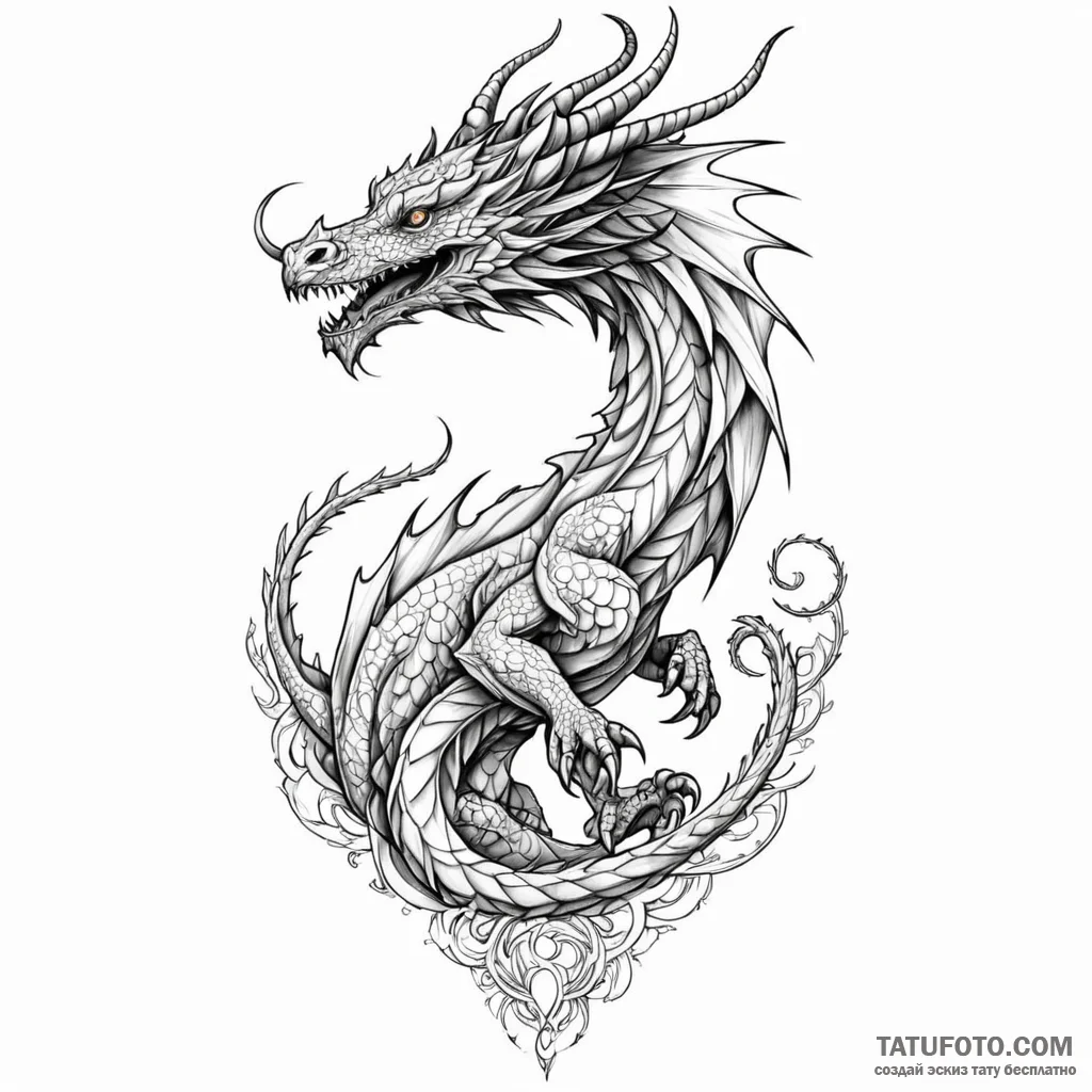 Fractal dragon - эскиз тату (№1749788917_0, 13.06.2025 04:28) — Tatufoto.com