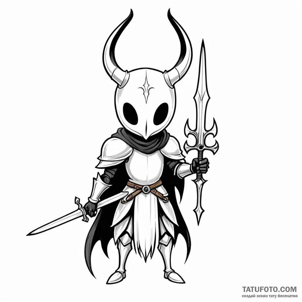 The knight from hollow knight - эскиз тату (№1749789113_0, 13.06.2025 04:31) — Tatufoto.com