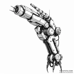 Johnny silverhand's robotic arm from cyberpun... - эскиз тату (№1749789834_0, 13.06.2025 04:43) — Tatufoto.com