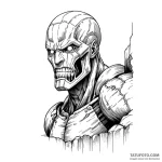 The colossal titan peeking over a wall — эскиз тату (№1749789974_0, 13.06.2025 04:46) — Tatufoto.com