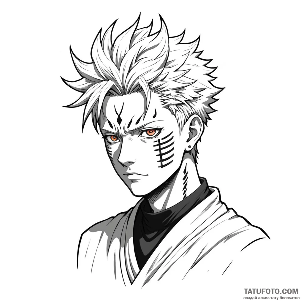 Sukuna's markings from jujutsu kaisen - эскиз тату (№1749790115_0, 13.06.2025 04:48) — Tatufoto.com