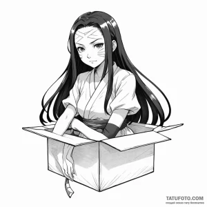 Nezuko in her box from demon slayer - эскиз тату (№1749790251_0, 13.06.2025 04:50) — Tatufoto.com