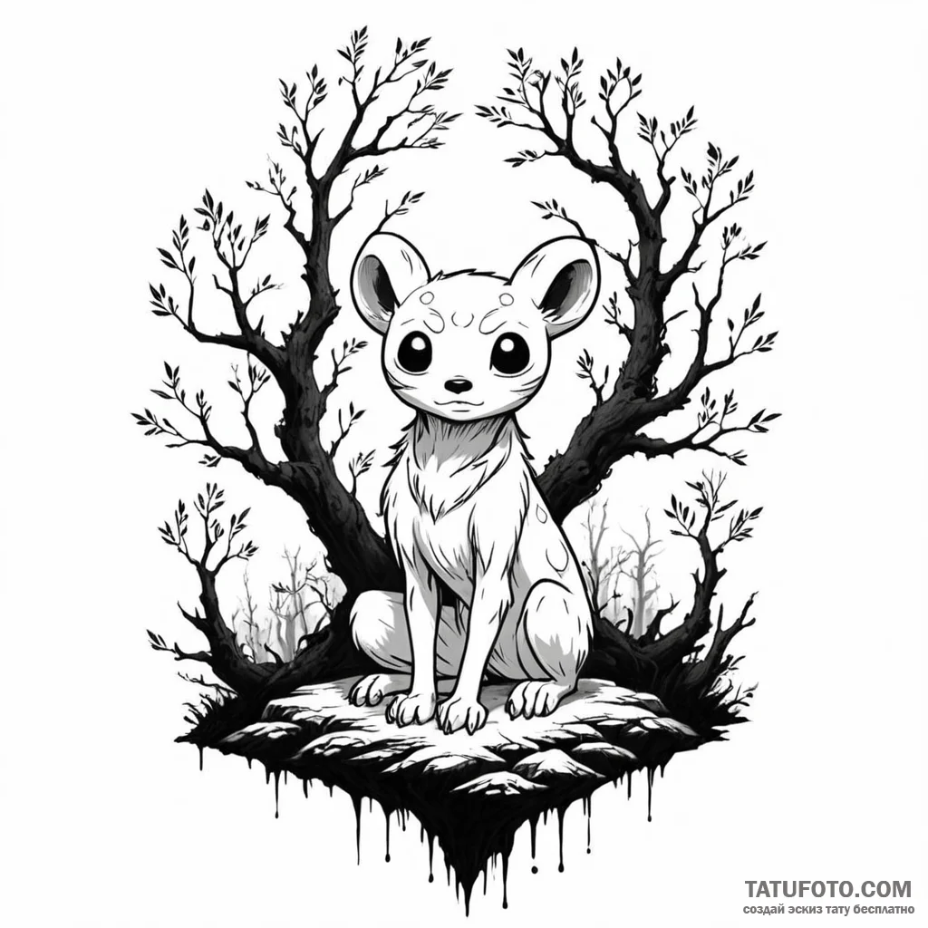 The forest spirits (kodama) from princess mon… — эскиз тату (№1749790509_0, 13.06.2025 04:55) — Tatufoto.com