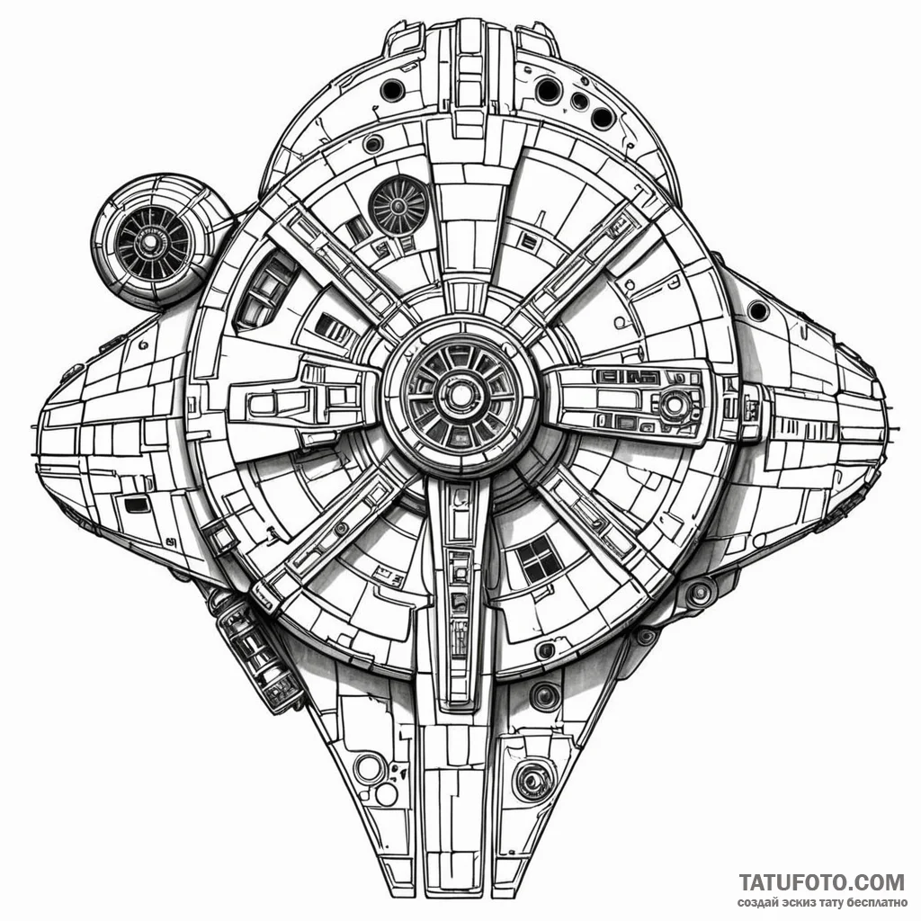 The millennium falcon blueprint - эскиз тату (№1749790895_0, 13.06.2025 05:01) — Tatufoto.com