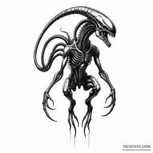 A xenomorph from alien - эскиз тату (№1749790960_0, 13.06.2025 05:02) — Tatufoto.com
