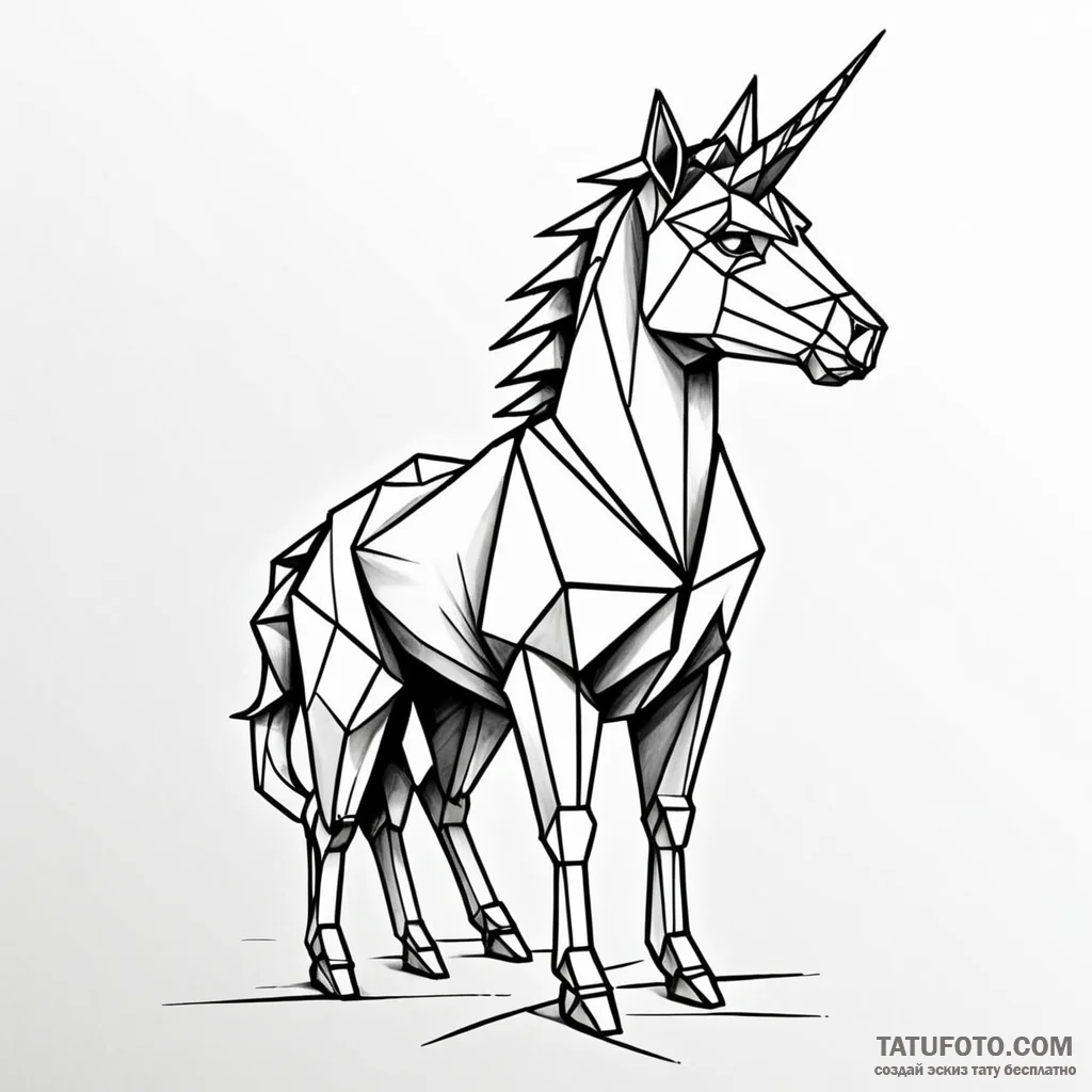 The origami unicorn from blade runner — эскиз тату (№1749791156_0, 13.06.2025 05:05) — Tatufoto.com
