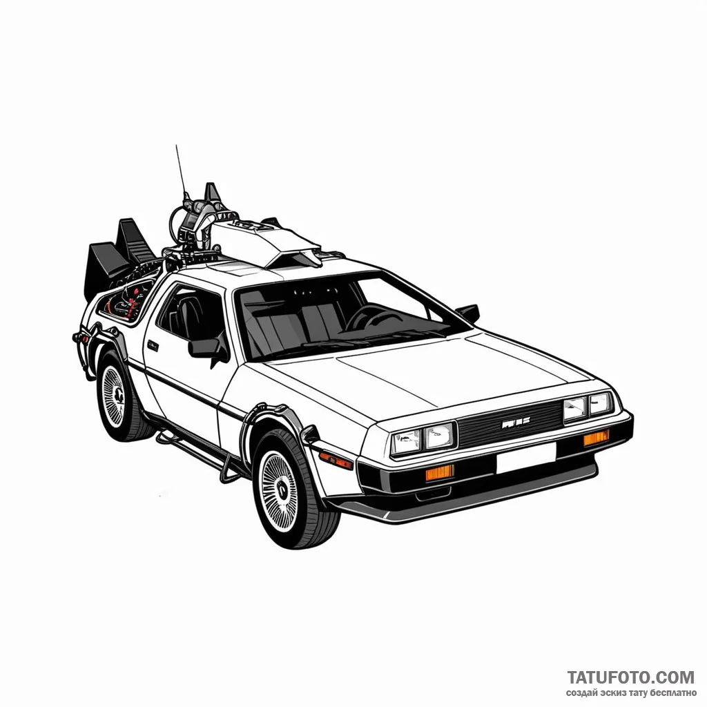 The delorean from back to the future — эскиз тату (№1749791219_0, 13.06.2025 05:06) — Tatufoto.com