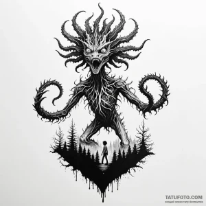 A demogorgon from stranger things - эскиз тату (№1749791627_0, 13.06.2025 05:13) — Tatufoto.com