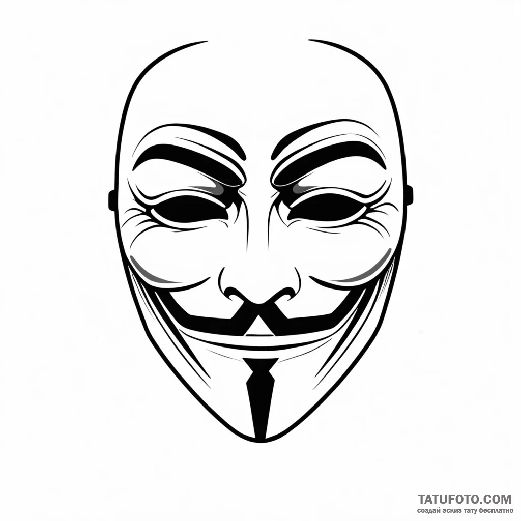 V’s mask from v for vendetta — эскиз тату (№1749791758_0, 13.06.2025 05:15) — Tatufoto.com