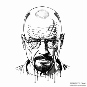 Walter white's face from breaking bad - эскиз тату (№1749792020_0, 13.06.2025 05:20) — Tatufoto.com
