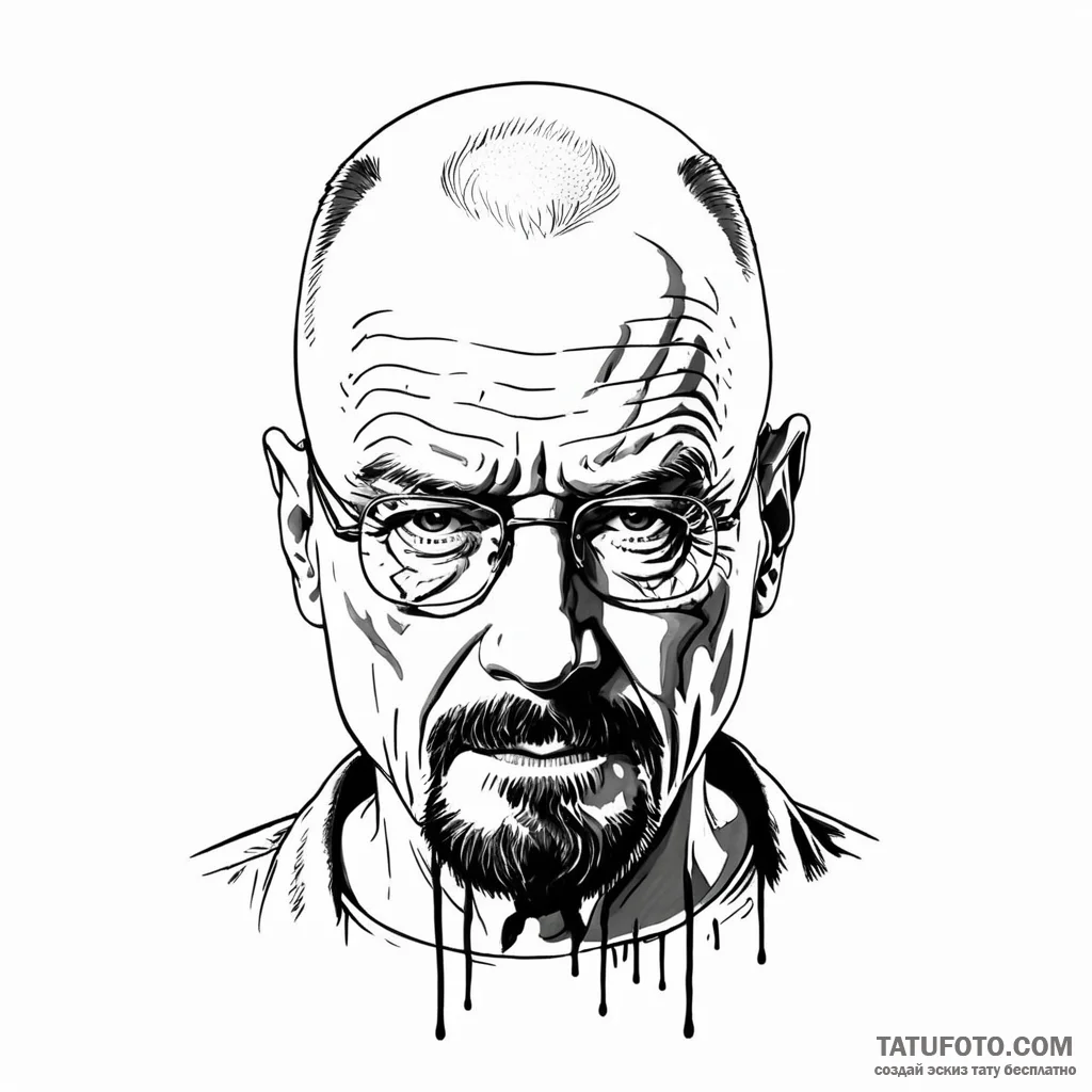 Walter white’s face from breaking bad — эскиз тату (№1749792020_0, 13.06.2025 05:20) — Tatufoto.com