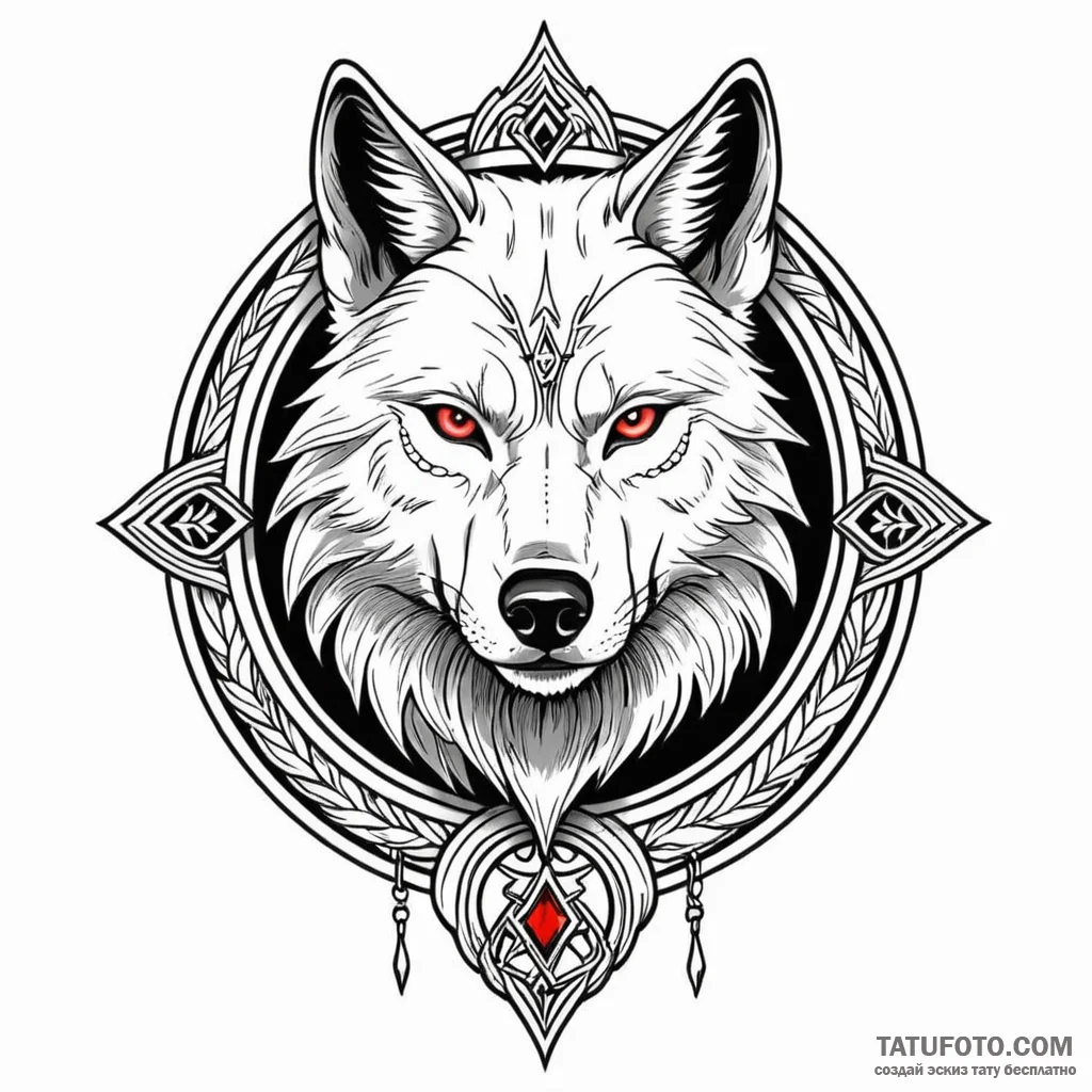 Geralt’s wolf medallion from the witcher — эскиз тату (№1749792217_0, 13.06.2025 05:23) — Tatufoto.com