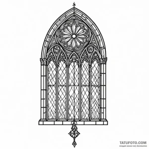 A single gothic cathedral window - эскиз тату (№1749792607_0, 13.06.2025 05:30) — Tatufoto.com