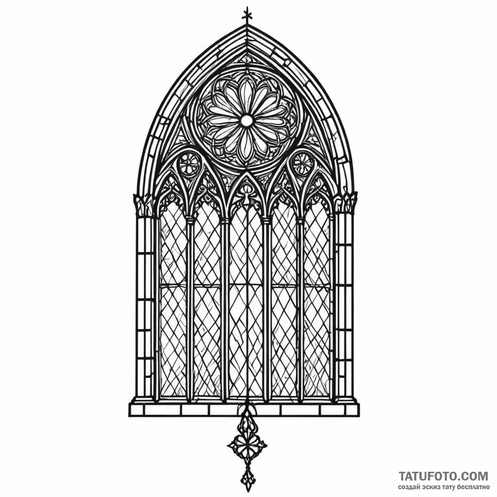 A single gothic cathedral window - эскиз тату (№1749792607_0, 13.06.2025 05:30) — Tatufoto.com