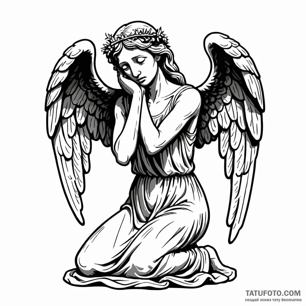 A weeping angel statue — эскиз тату (№1749792998_0, 13.06.2025 05:36) — Tatufoto.com