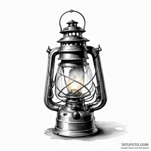 An antique lantern casting long shadows - эскиз тату (№1749793131_0, 13.06.2025 05:38) — Tatufoto.com