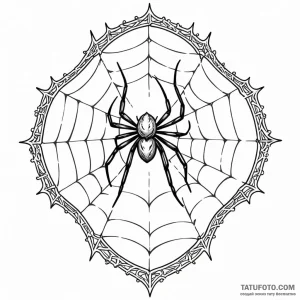 A spider in an ornate web on a mirror - эскиз тату (№1749793260_0, 13.06.2025 05:41) — Tatufoto.com