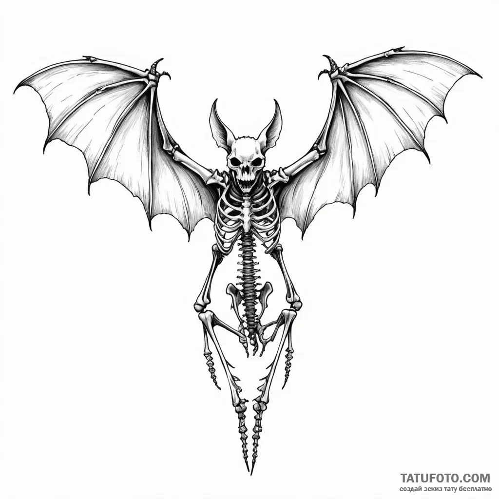 A bat skeleton - эскиз тату (№1749793324_0, 13.06.2025 05:42) — Tatufoto.com