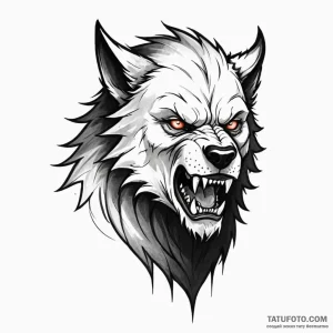A werewolf mid-transformation - эскиз тату (№1749793520_0, 13.06.2025 05:45) — Tatufoto.com