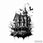 A haunted house silhouette — эскиз тату (№1749793585_0, 13.06.2025 05:46) — Tatufoto.com