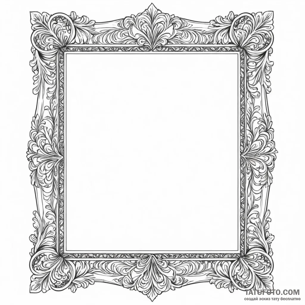 An ornate, empty picture frame — эскиз тату (№1749793938_0, 13.06.2025 05:52) — Tatufoto.com