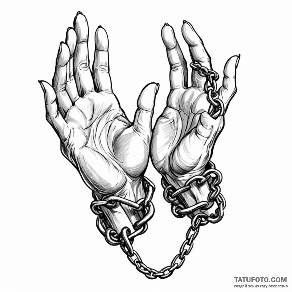 Chained hands breaking free — эскиз тату (№1749794070_0, 13.06.2025 05:54) — Tatufoto.com
