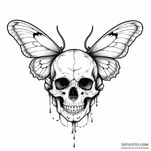 A moth on a skull - эскиз тату (№1749794910_0, 13.06.2025 06:08) — Tatufoto.com