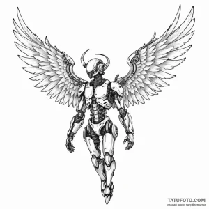 Icarus with mechanical wings - эскиз тату (№1749795298_0, 13.06.2025 06:14) — Tatufoto.com
