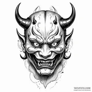 A japanese hannya mask - эскиз тату (№1749795558_0, 13.06.2025 06:19) — Tatufoto.com