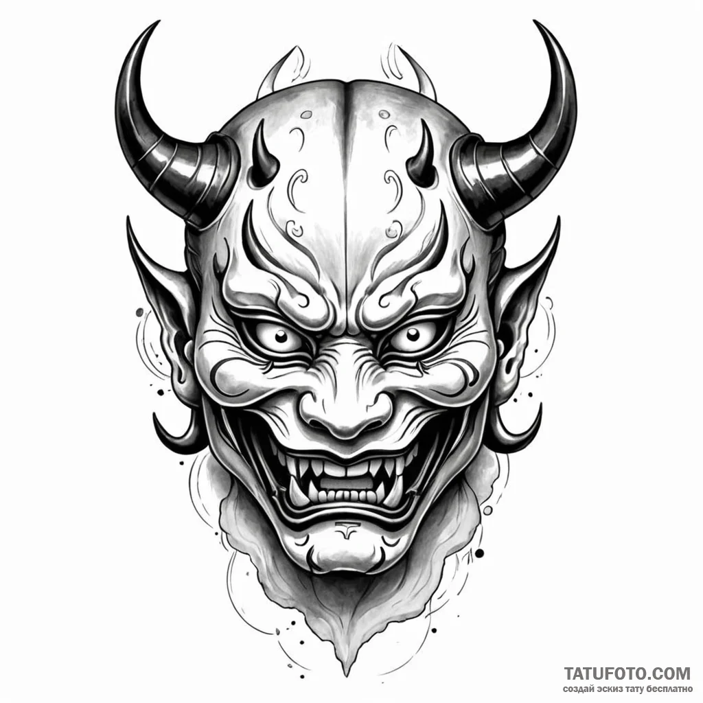 A japanese hannya mask — эскиз тату (№1749795558_0, 13.06.2025 06:19) — Tatufoto.com