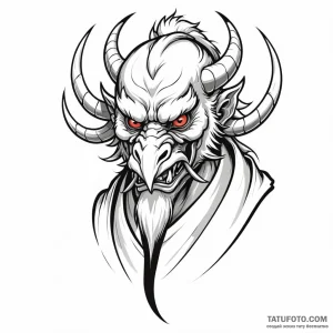 A tengu with a long nose - эскиз тату (№1749795752_0, 13.06.2025 06:22) — Tatufoto.com