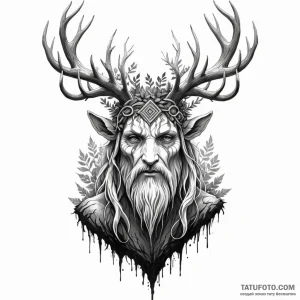 A slavic leshy (forest spirit) - эскиз тату (№1749795909_0, 13.06.2025 06:25) — Tatufoto.com