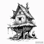 Baba yaga’s hut on chicken legs — эскиз тату (№1749795977_0, 13.06.2025 06:26) — Tatufoto.com