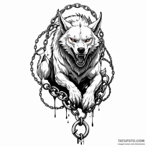 Fenrir breaking his chains - эскиз тату (№1749796173_0, 13.06.2025 06:29) — Tatufoto.com