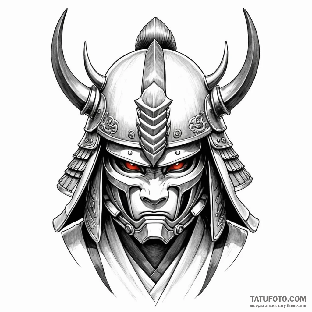 A samurai warrior's helmet (kabuto) - эскиз тату (№1749796375_0, 13.06.2025 06:32) — Tatufoto.com