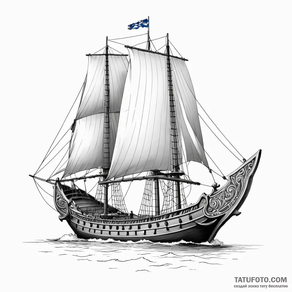 A greek trireme ship - эскиз тату (№1749796902_0, 13.06.2025 06:41) — Tatufoto.com