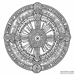 A mayan calendar stone - эскиз тату (№1749797031_0, 13.06.2025 06:43) — Tatufoto.com