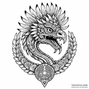 Aztec feathered serpent (quetzalcoatl) - эскиз тату (№1749797096_0, 13.06.2025 06:44) — Tatufoto.com