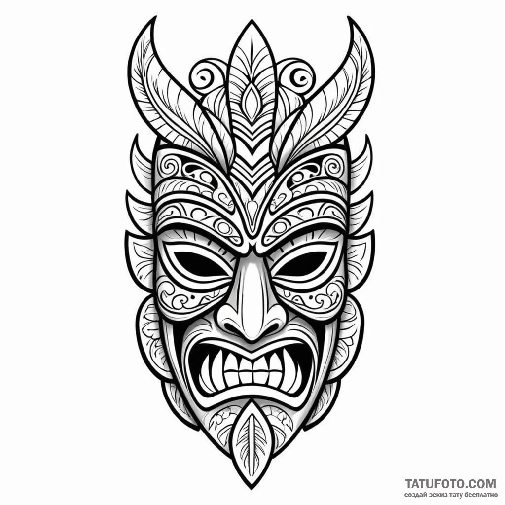 A polynesian tiki mask — эскиз тату (№1749797164_0, 13.06.2025 06:46) — Tatufoto.com