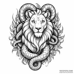 A chimera (lion, goat, snake) (is there, but... - эскиз тату (№1749797298_0, 13.06.2025 06:48) — Tatufoto.com