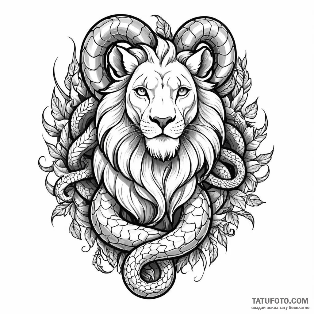 A chimera (lion, goat, snake) (is there, but... - эскиз тату (№1749797298_0, 13.06.2025 06:48) — Tatufoto.com
