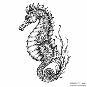 A hippocampus (mythological seahorse) - эскиз тату (№1749797365_0, 13.06.2025 06:49) — Tatufoto.com