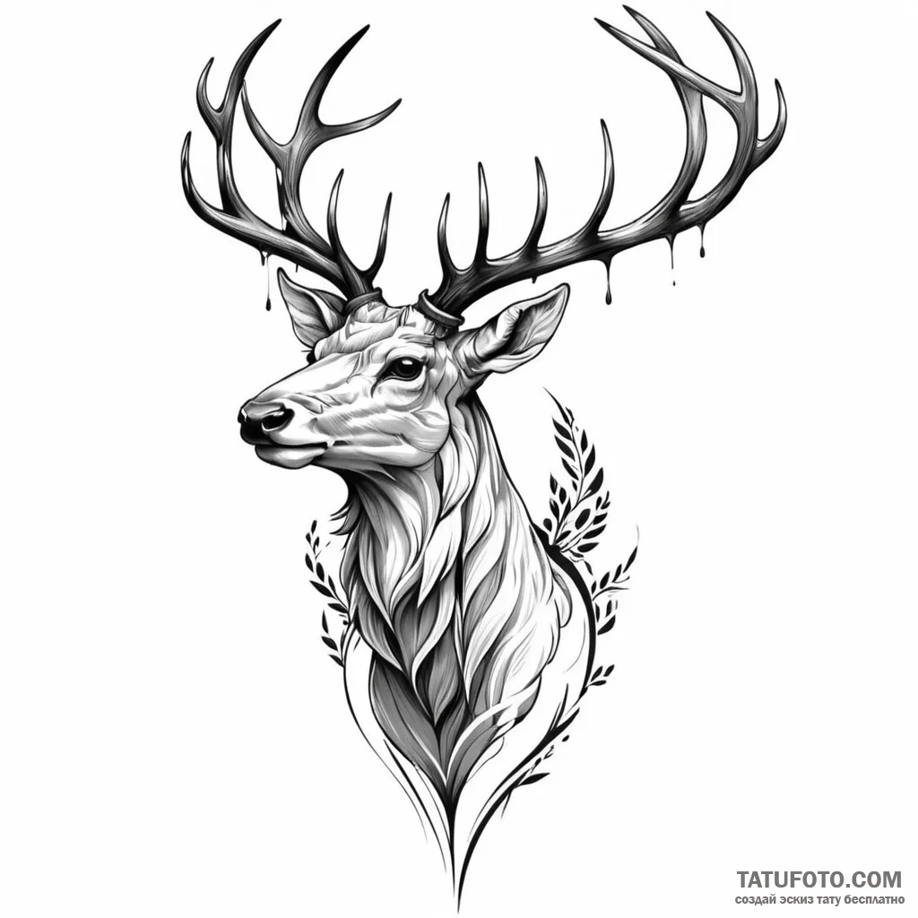A peryton (winged stag) — эскиз тату (№1749797433_0, 13.06.2025 06:50) — Tatufoto.com