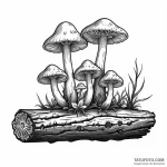Bioluminescent mushrooms on a log — эскиз тату (№1749797840_0, 13.06.2025 06:57) — Tatufoto.com